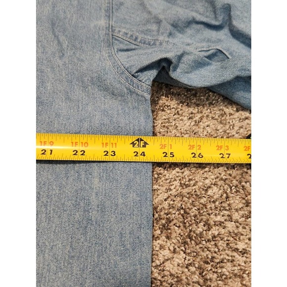 Vintage 90s Field Gear Western Embroidered Chambray Denim Shirt Womens Large L - Picture 4 of 6